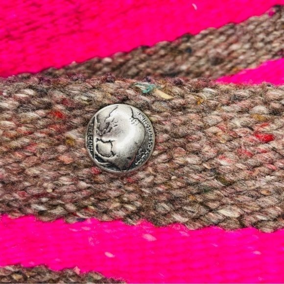 vintage Roper rodeo blue blanket /woven tapestry jacket coat leather like sleeve - Picture 7 of 10